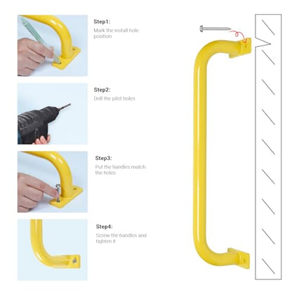 ESPETS 17 Inch 6 Pieces Yellow Outdoor Metal Safety Playground Handles | Easy-to-Install Swing Set Accessories, Playset Hand Grips, Indoor Monkey Bars, Jungle Gym, Playhouse, Climbing Frame - color: Yellow -6 Pcs
