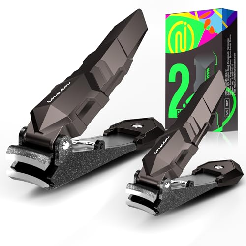 Nail Clippers Set for Men with Catcher, 2 Pack Sharp Nail Clipper for Fingernail and toenail, Stainless Steel Mess Free Nail Clippers of Heavy Duty, Professional Nail Cutter Trimmer for Adult Women - style: 2 Pack Black (Small & Large)