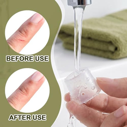 12pcs Finger Covers for Skin Picking, Reusable Breathable Silicone Protection Anti Nail Biting Gloves, Finger Protection Sleeves for Anti-Scratch, Cracked Hands - Clear