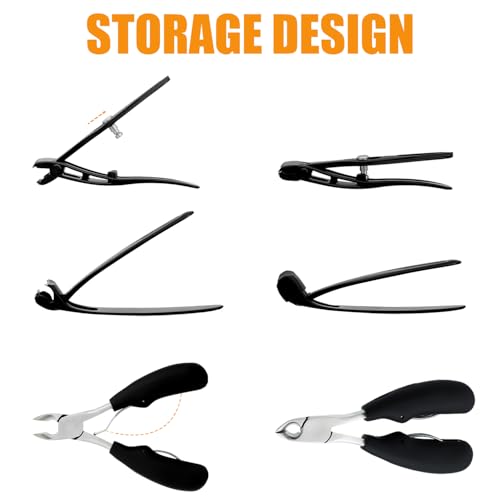 Precision Stainless Steel Heavy Duty Angled Head,Wide Jaw Clippers for Seniors and Man,Ingrown Toenail,Thick Nail.Extra-Long Handle, Extra-Large Slanted Nail Cutter. Men,Women,Elderly.7Pcs (7PCS Toe)