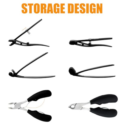 Precision Stainless Steel Heavy Duty Angled Head,Wide Jaw Clippers for Seniors and Man,Ingrown Toenail,Thick Nail.Extra-Long Handle, Extra-Large Slanted Nail Cutter. Men,Women,Elderly.7Pcs (7PCS Toe)