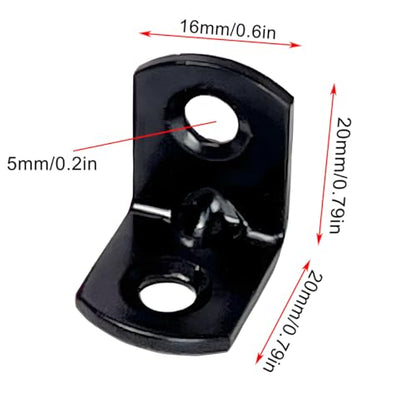 40PCS L Bracket Corner Brace Shelf Brackets 90 Degree Right Angle Bracket Black Thickening Steady Metal Corner Brackets with 80PCS Screws for Wood Cabinets Wardrobes Shelves Bookshelves Sofas Beds - size: 40PCS L Bracket Corner
