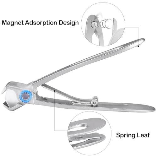 Nail Clippers with Catcher - Anti Splash Wide Jaw Opening Thick Toenail Clippers for Seniors | Self-Collecting Fingernail Cutter Heavy Duty Toe Nail Clippers for Men&Women | Silver | L&S - color: Silver (L + S)