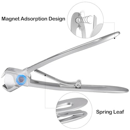 Nail Clippers with Catcher - Anti Splash Wide Jaw Opening Thick Toenail Clippers for Seniors | Self-Collecting Fingernail Cutter Heavy Duty Toe Nail Clippers for Men&Women | Silver | L&S - color: Silver (L + S)