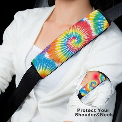 Universal Fit Colorful Tie Dye Seat Belt Shoulder Pad for Adult Use, Most Cars, 1 Pair Harness Pads Strap Anti-Slip Pad - color: Pattern 1025