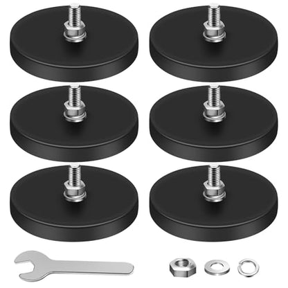 DIYMAG Round Rubber Coated Magnets Heavy Duty,6pcs 1/4in Screw Hole Stud | Strong Rare Earth Magnets with Flat Base, for Mounting Magnetic License Plate Holders, Cameras, Vehicles, Rock Lights,Dispaly - size: 1/4in-30LB-1.69in