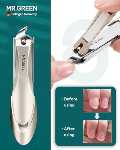 MR.GREEN 8-in-1 Manicure Set– Professional German Stainless Steel Nail Care Kit with Splash-Proof Nail Clippers, Toenail Clippers, Cuticle Tools, Travel Grooming Kit for Men & Women with Leather Case