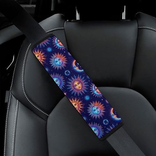 Universal Soft and Comfortable Sun Moon Celestial Cosmic Seat Belt Shoulder Pad for Girls and Boys, Most Cars, 2 Pack Seat Belt Covers Cushion Shock Absorption - color: Pattern 135