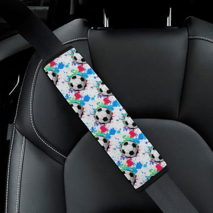 2 Pack Splash Ink Soccer Ball Football Sport Car Seat Belt Pad Breathable Shoulder Harness Cover for Adult Use, Stroller Pushchair High Chair, Pressure Relief - color: Pattern 1237