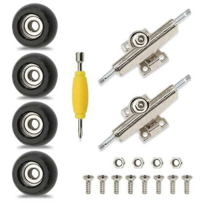 7 Pieces POM Round Black Fingerboard-Wheels Size 7.3mm*4.5mm Tool Set with 1 Screwdrivers 2 Alloy axles - color: Round Black