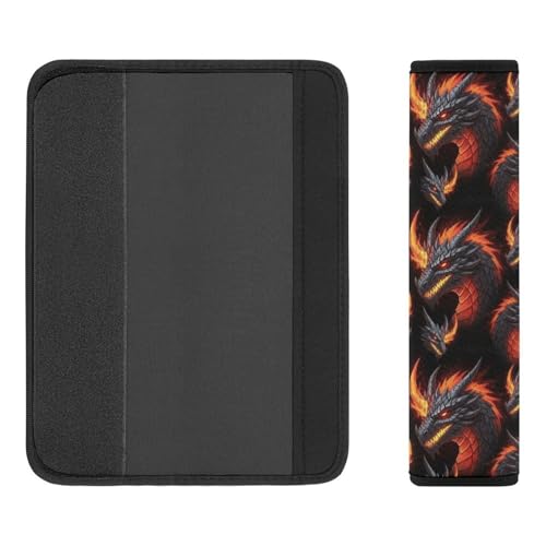 2 Pack Horror Fire Dragon Car Seat Straps Shoulder Pads Soft Padded Shoulder Harness Cover for Adult Use, Stroller Pushchair High Chair, Pressure Relief - color: Pattern 811
