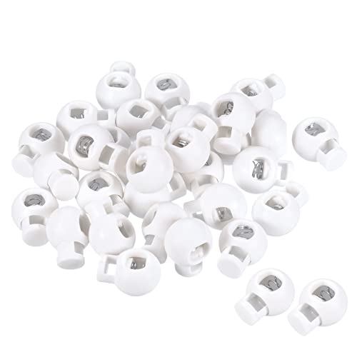 PATIKIL Cord Locks, 100 Pack Ball Spring Toggle Stopper for Drawstring Bag Shoelaces, Frosted White - color: Frosted White