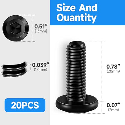 20Pcs M6 Bolt M6 x 20mm Flat Head Socket Cap Screw Bolts, Allen Socket Drive M6 Screws, Stainless Steel 304, Black Oxide M6x1.0 Bolt by Marysino - color: Black, size: M6 x 20mm