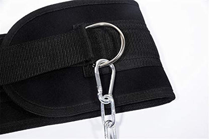 Pull-up Belt Weighted Dip Belt with Chain Double D-ring Weightlifting Back Support Strap Home Gym Equipment Waist Belt - color: with plastic buckle