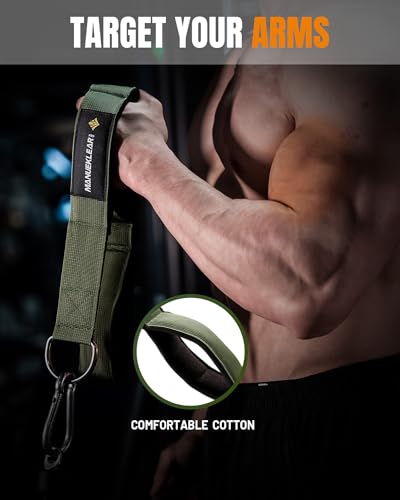 MANUEKLEAR 3 Grip Lengths in 1 Tricep Rope Cable Attachment with Ergonomic Handles, Greater ROM for Tricep Push Down Attachment Professional Gym Rope for Overhead Extension - color: Green 2pcs