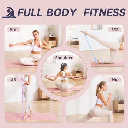 Figure 8 Resistance Bands with Handles, 15/25/35 Lb 8 Shaped Resistance Bands Silicone Exercise Bands for Women Arms Back Shoulder Workout Training Elastic Ropes for Yoga Stretching Pilates - color: Pink+Blue+Purple