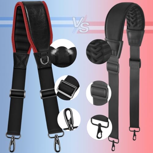 ZINZ Shoulder Strap 68" with Padded, Bag Strap with Dual Buckles and Metal Swivel Hooks for Laptop Bag, Briefcase and More - color: Black Red