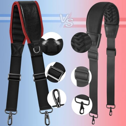 ZINZ Shoulder Strap 68" with Padded, Bag Strap with Dual Buckles and Metal Swivel Hooks for Laptop Bag, Briefcase and More - color: Black Red