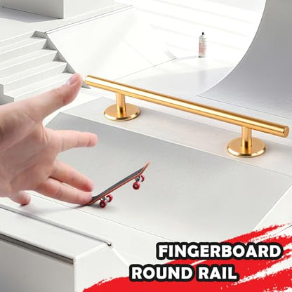 Colaxi Fingerboard Round Rail, 20cm Aluminum Alloy Skatepark Obstacle with Stable Base for Fingerboard Training and Tricks - color: Round Gold, size: 20cm