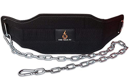 Weighted Belt with Chain, For Pullups, Dips, Weight Lifting, Powerlifting, & Cross Training - color: Black