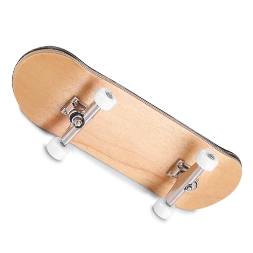1 Pack Professional Mini Maple Wooden Fingerboards, Alloy Fingerboard Finger Skateboards, Boarding Toy with Box Reduce Pressure Kids Gifts - color: white