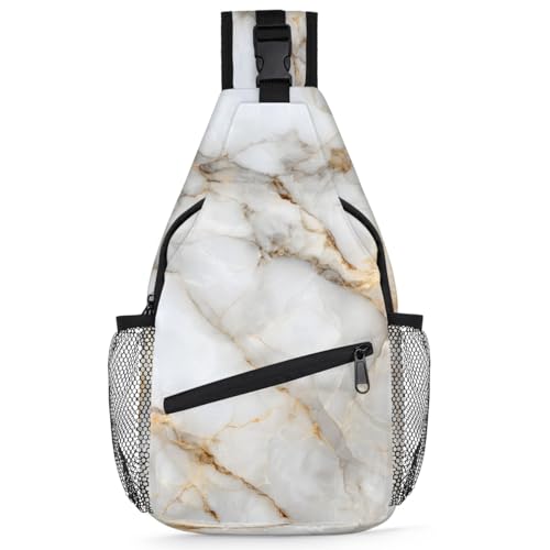 White Marble Ripple Pattern Sling Backpack for Women Men Waterproof Antitheft Chest Bag Lightweight Travel Crossbody Shoulder Bag for Shopping Outdoor Leisure Sports Mountaineering Riding - color: Backpack27