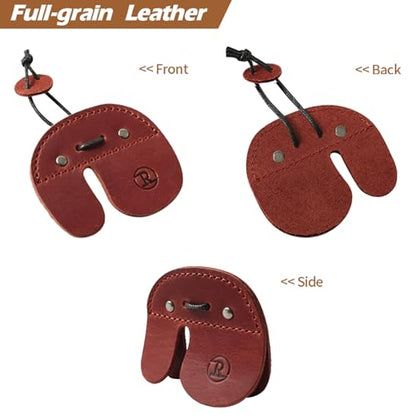 Ringsun Leather Archery Finger Tabs,Handmade Archery Finger Guard for Shooting Practice Gear, Recurve Bow Fingers Tab - color: Red