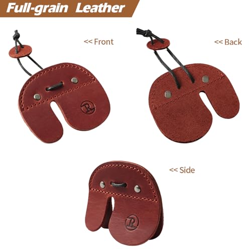Ringsun Leather Archery Finger Tabs,Handmade Archery Finger Guard for Shooting Practice Gear, Recurve Bow Fingers Tab - color: Red