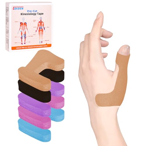 Precut Kinesiology Tape for Thumb (Left Hand), 40 Pcs - Thumb Support & Stability, Thumb Pain Relief Athletic Tape - Waterproof & Elastic, Breathable Hypoallergenic Latex-Free Tape, Beige - color: Beige, size: Left Hand