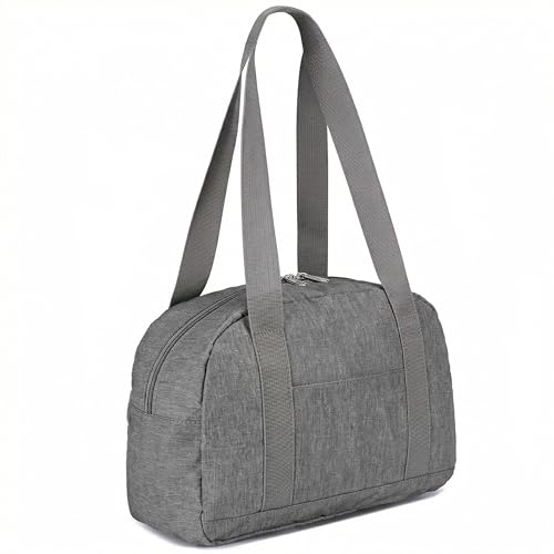 Mini Gym Bag for Women Girls, 12 inch Small Gym Tote, Lightweight Small Carry On Duffle Bag for Travel Sports - color: Grey