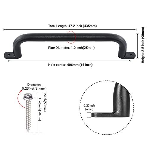 17 Inch Black Playground Handles Indoor Kids Monkey Bar Ladders 6Pcs | Heavy Duty Solid Metal, Non-Slip Matte Black Powder Coating, Comfy Secure Hand Grips for Playset Swing Set Climbing Frame - color: Black-6pack
