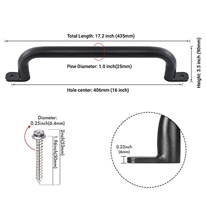 17 Inch Black Playground Handles Indoor Kids Monkey Bar Ladders 6Pcs | Heavy Duty Solid Metal, Non-Slip Matte Black Powder Coating, Comfy Secure Hand Grips for Playset Swing Set Climbing Frame - color: Black-6pack