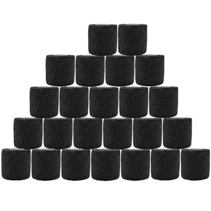 24 Pack Self Adhesive Bandage Wrap 2 Inch x 5 Yards (Black) | Non-Woven Bandage,Vet Wrap Breathable Elastic Self-Adherent Tape for Stretch Athletic, Sports, Wrist, Ankle - color: Black-24