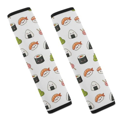 Soft Padded Car Seat Straps Shoulder Pads for Elderly Support, All Vehicles, 1 Pair Japanese Kawaii Food Sushi Shoulder Protector Anti-Slip Pad - color: Pattern 123