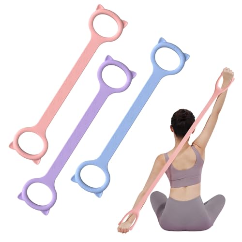 Figure 8 Resistance Bands with Handles,Silicone Exercise Band Set | Upgraded 8-Shaped Stretch Bands for Women Home Working Out Arms Back Legs Pilates Yoga Physical Therapy Multi Packs - color: 3Pcs Pink 15Lb & Purple 25Lb & Blue 35Lb