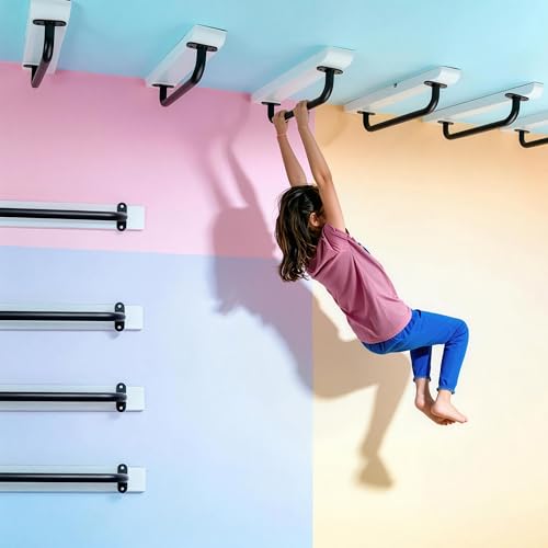 17 Inch Black Indoor Monkey Bars Ladders Playground Handles 6 Pack | Heavy Duty Solid Metal, Non-Slip Matte Powder Coated, Comfy Secure Handle Bar, Outdoor Playset Climbing Frame Jungle Gym - color: Black