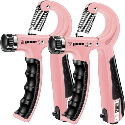 HiKeep Grip Strength Trainer (2 Pack), Forearm Strengthener, Hand Grip Gripper Strengthener, Hand Strengthening Devices, Forearm Exerciser, Finger Wrist Strengthener, Exercisers Squeezers for Strength - color: Pink