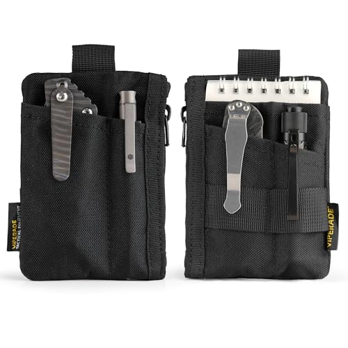 VIPERADE VE28 6-in-1 EDC Pouch, 500D Compact EDC Pocket Organizer, Molle Extension Tool Storage Bag, Small Coin Purse/Card Holder/Swiss Army Knife Pocket Pouch (Black) - color: Black