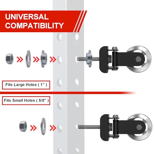 Aluminum Alloy Rotating Pulley Attachment for 3×3 Power Racks Heavy-Duty Cable Pulley with 180° Pivot Smooth CNC Machined Wheel Bolt-On Cable Station Upgrade for Home Gym - color: 1 pair