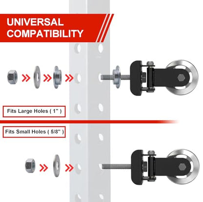 Aluminum Alloy Rotating Pulley Attachment for 3×3 Power Racks Heavy-Duty Cable Pulley with 180° Pivot Smooth CNC Machined Wheel Bolt-On Cable Station Upgrade for Home Gym - color: 1 pair