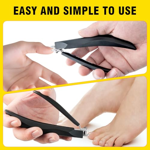 Nail Clippers for Men with Catcher, Anti Splash Self-Collecting Finger Nail Clippers Adult with Ergonomics Long Handle, Heavy Duty Large Toenail Clippers for Thick Nails for Seniors Nail Cutter - size: Long Handle