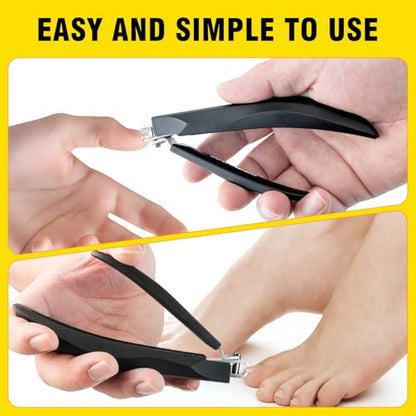 Nail Clippers for Men with Catcher, Anti Splash Self-Collecting Finger Nail Clippers Adult with Ergonomics Long Handle, Heavy Duty Large Toenail Clippers for Thick Nails for Seniors Nail Cutter - size: Long Handle