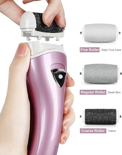 Electric Feet Callus Removers Rechargeable,Portable Electronic Foot File Pedicure Tools, Electric Callus Remover Kit,Professional Pedi Feet Care Perfect for Dead,Hard Cracked Dry Skin - color: 002-pink