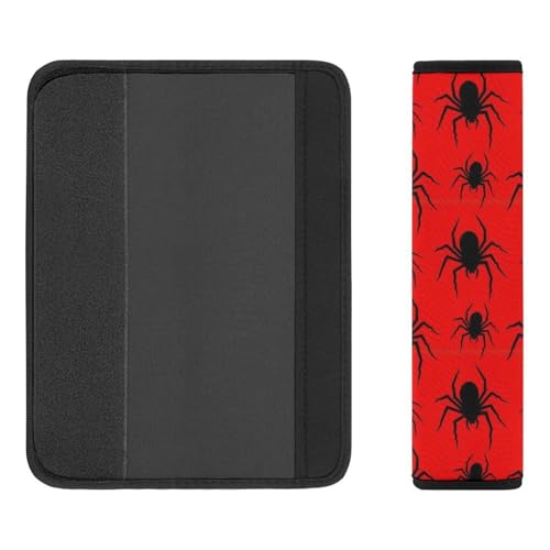 2 Piece Soft Padded Seat Belt Shoulder Pad for Adult Use, All Vehicles, Christmas Spiderweb Red Black Spider Web Automotive Seat Belt Protector, Easy Install (No Tool) - color: Pattern 225