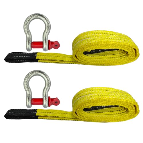HENBOW Lifting Straps with D Ring Shackle,6.5' × 3" Heavy Duty Flat Lift Sling Straps for Hoist 6600 lbs Safety Load，Web Sling Car Tree Saver Winch Recovery - size: 3 Inch × 6.5 FT