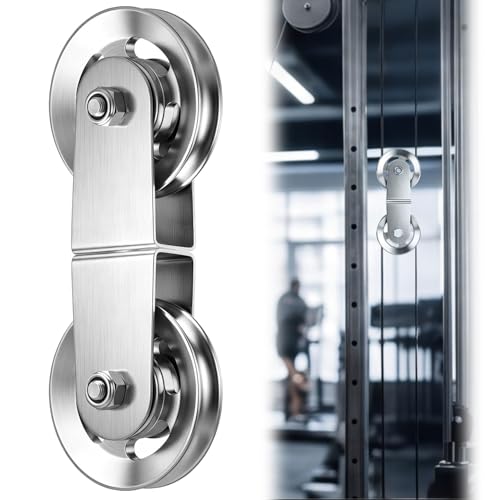 Swivel Dual Pulleys 360°Rotation Roller Reinforced double pulley Wheel for Home DIY Gym Pulley System Cable Machines fly machines Silent Bearing Swivel Groove Wheel Pull Down Attachment Weight Lifting - color: Silver