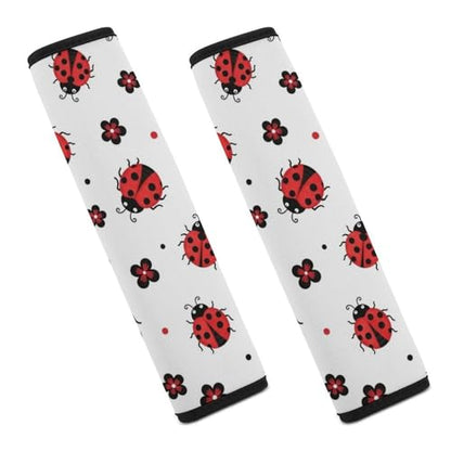 Breathable Seat Belt Shoulder Pad for Adults and Children, Stroller Pushchair High Chair, 2 Pack Cute Ladybug Red White Neck Strap Covers Easy Install (No Tool) - color: Pattern 607