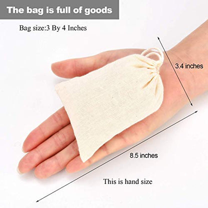 Tatuo 3 x 4 Inches Muslin Cotton Drawstring Bags Canvas Linen Sachet Bag Reusable Empty Gift Pouch for Party Home Supplies - size: 3 x 4 Inches (Pack of 50)