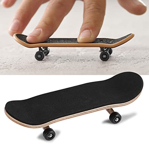 Gavigain 1Pc Wooden Fingerboard Maple Wooden Alloy Fingerboard Finger Skateboards with Box Reduce Pressure Kids Gifts(Black)