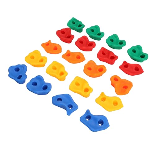 Rock Climbing Holds Set 20 Pieces PE Material Colorful Ergonomic Design - Kid Friendly Safe Grip Durable for Indoor Outdoor Wall Mounting